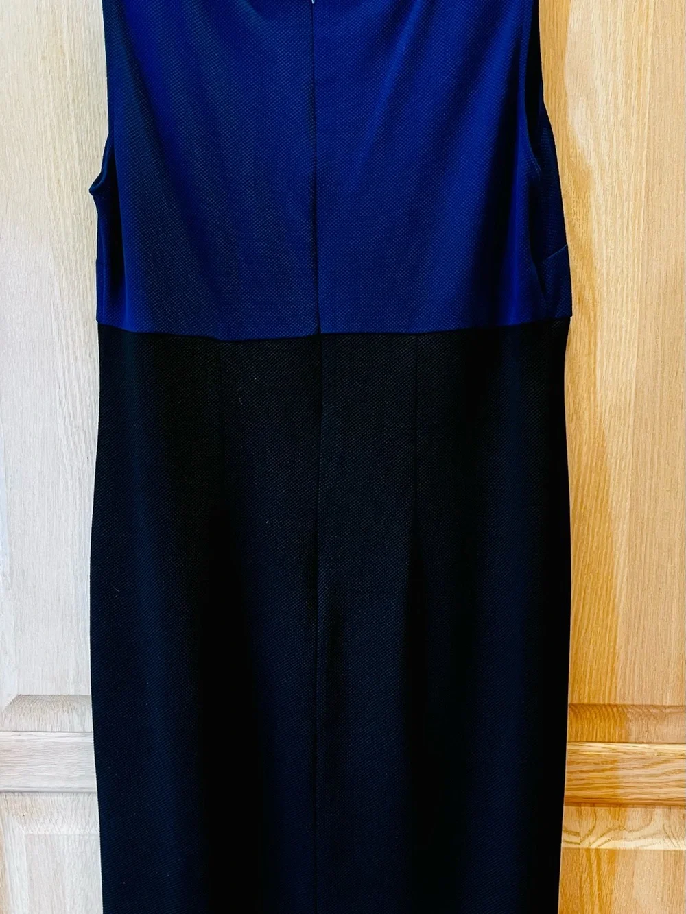 Danny & Nicole Blue, Black and Cream Chevron Sleeveless Dress and Jacket Set.